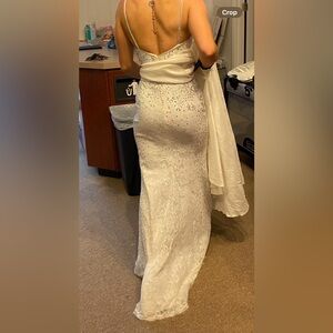 Johnathan Kayne Cream Sheath Gown Sweetheart Neckline